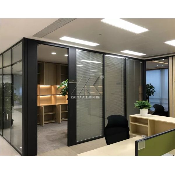 Fire Proof 6061 Aluminum Alloy Profile Commercial Glass Partition For Office Building