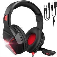 Logotipo personalizado LED RGB Gaming Headset Over Ear Gaming Headphones Para PC e PS4
