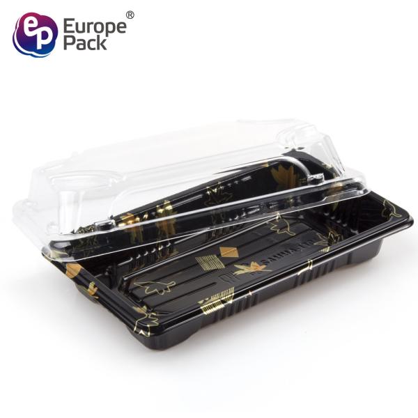Best selling one time ps plastic square plate sushi tray with lid