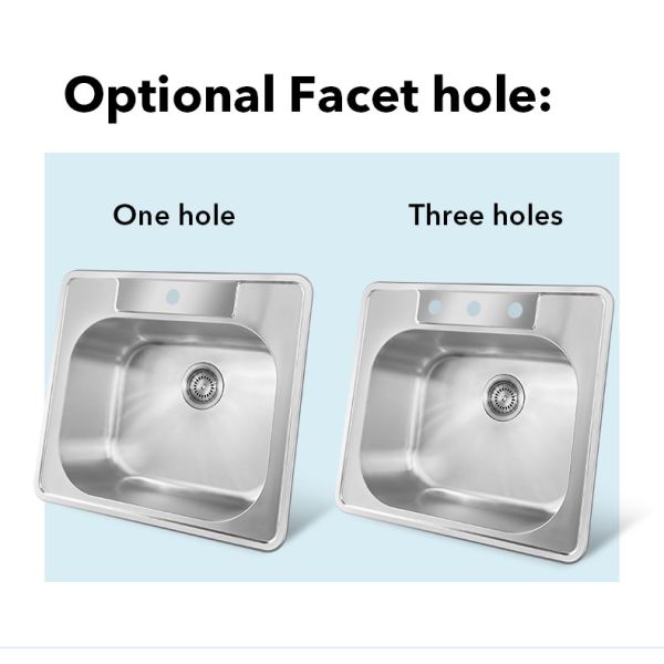 Top Mount SUS304 Single Bowl Drop In Kitchen Sink 20 Gauge With Satin Polished Finish