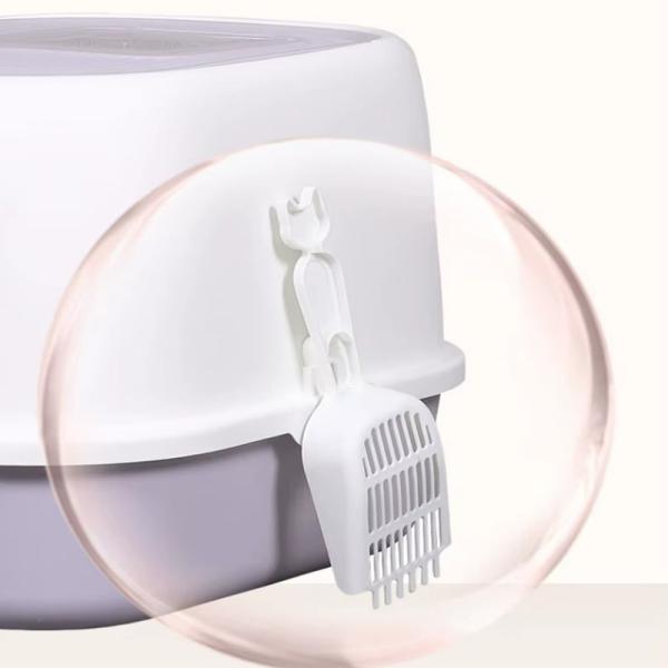 Boîte à ordures pour chats fermée de 52 cm rose, tiroir anti-éclaboussures, boîte à ordures ouverte de haut côté