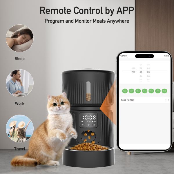 Pet Smart Automatic Food Dispenser 3L Stainless Steel Eco-Friendly Chargeable Battery for Dogs and Cats