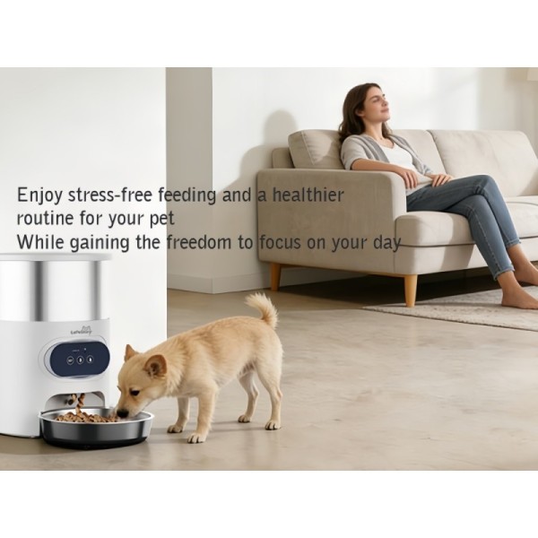 3L Stainless Steel Smart Dog Feeder WiFi Controlled Pet Feeding Machine Timed and Quantitative