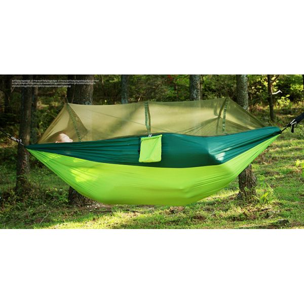 Outdoor Portable Camping Hammock With Mosquito Net Ultra Light Nylon Green