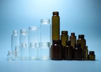 Frasco superior farmacéutico o cosmético roscado claro y ambarino de la botella de cristal