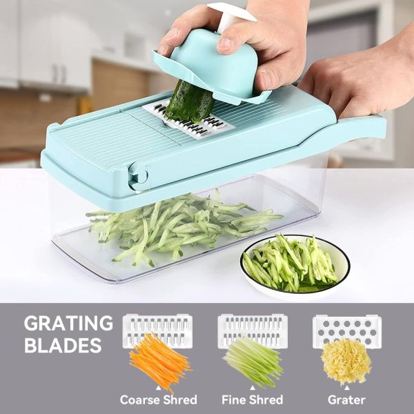 Custom Logo Stainless Steel 8 Blades Potato Onion Food Chopper Mandoline Vegetable Slicer