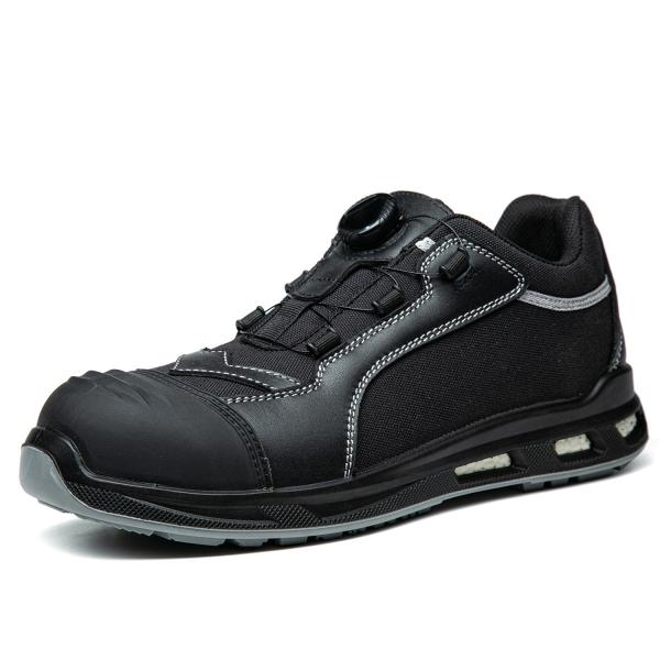 Black Cowhide Leather Shoes Durable Mens Black Safety Shoes Slip Resistant