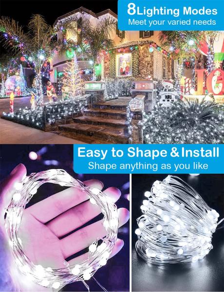 24V 100LED DIY Leather Wire Lamp Solar String Light For Wedding Garden