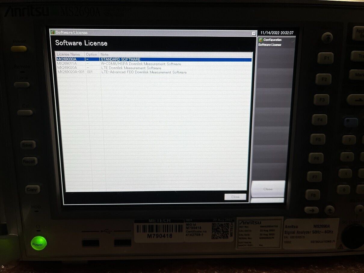Используемый спектральный анализатор сигнала MS2690A Anritsu для испытывать быструю доставку