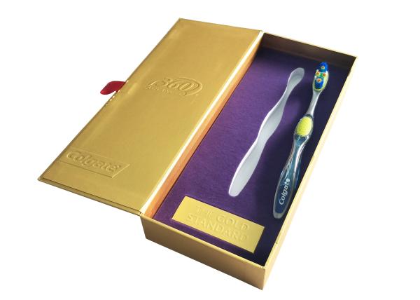 Matte Lamination Paper Gift Box Matte Gold Thick Cardboard Toothbrush Packaging