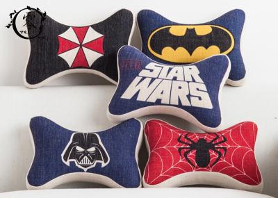 Marvel Heros Polyester Car Neck Pillows , Zipper Silk Cotton Dog Bone Cushion
