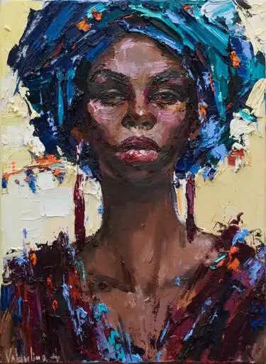 6 Método de impresión a color Mujeres africanas Arte hecha a mano pintura gruesa pintura al óleo pintura para el hogar pared lienzo decoración paisajística