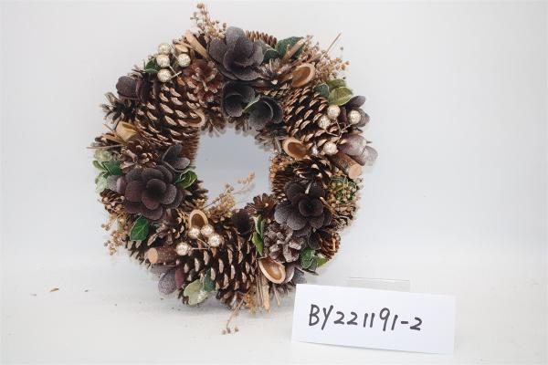 Wholesale Artificial Christmas Door Decoration Supplies Nature Pine Cone Large Christmas Wreath Garland Decor