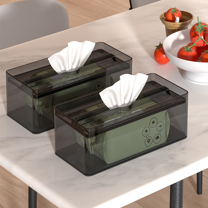 Tissue Box Facial Tissue Face Towel Desktop Storage Box Large Toilet Toilet Kitchen Pumping Paper Box Light Luxury Transparent