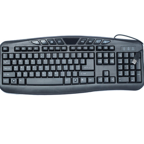 New Design 8Hot Keys Full Black Multimedia Computer Wired Keyboard