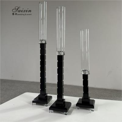 ZT-051 Metal Glass Candlestick Holder 3 pcs Set Mesa Alta Centro de Pedaço Decoração de Casamento Supplies Crystal Candlestick Holder