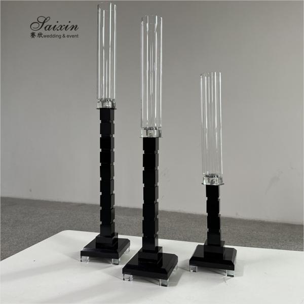 ZT-051 Metal Glass Candlestick Holder 3 pcs Set Mesa Alta Centro de Pedaço Decoração de Casamento Supplies Crystal Candlestick Holder