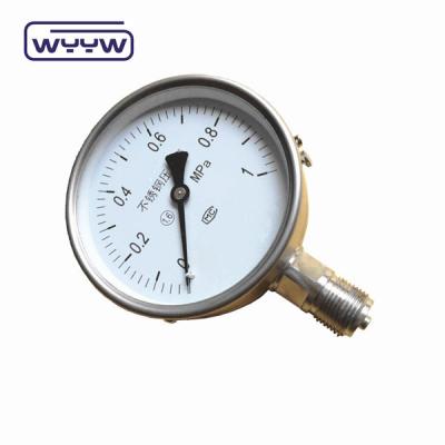 Y-100H não usar óleo oxigénio 100mm fundo de alta precisão M20X1.5 G1/2 seco todos os inoxidáveis manômetro de pressão