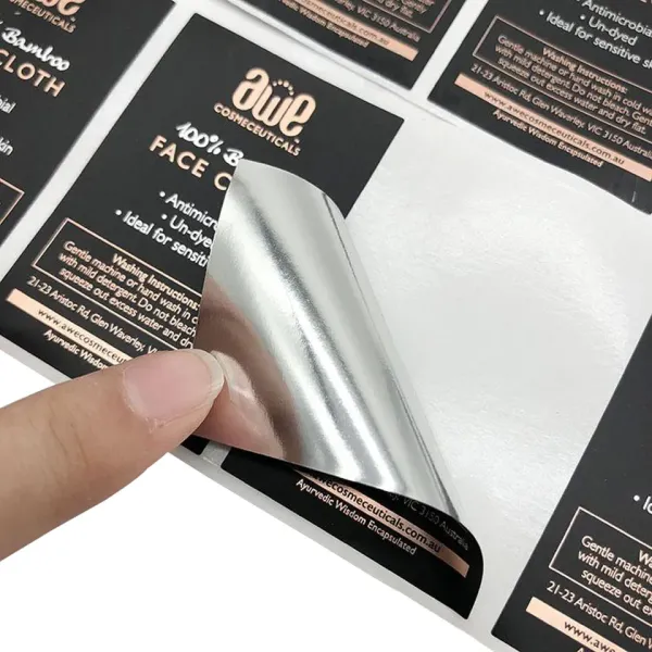 Gold Hot Stamping Custom Cosmetic Labels Vinyl PET Waterproof Label For Bottle