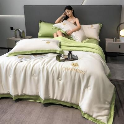 Luxo de seda lavada com bordados Set de colcha de verão 4 peças 3 peças sem perda de cabelo sono saudável