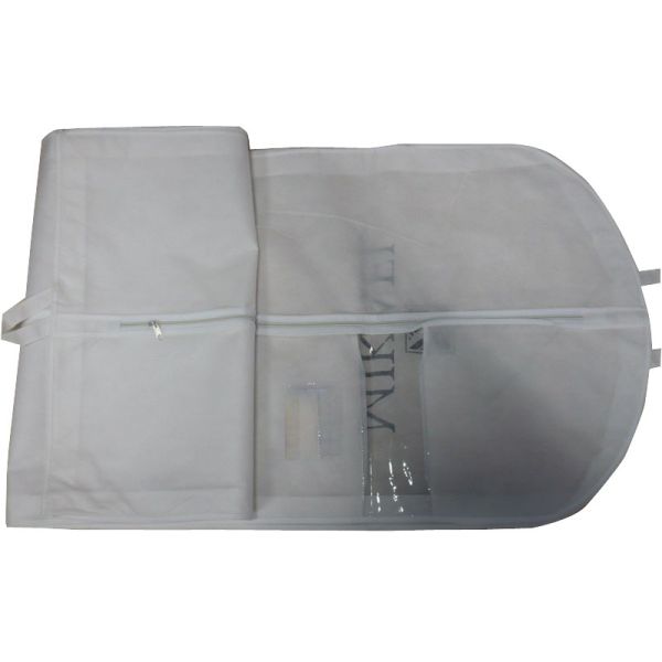 Customized Michael White Dress Bags, Suit Garment Bag With PVC Window, White Zipper