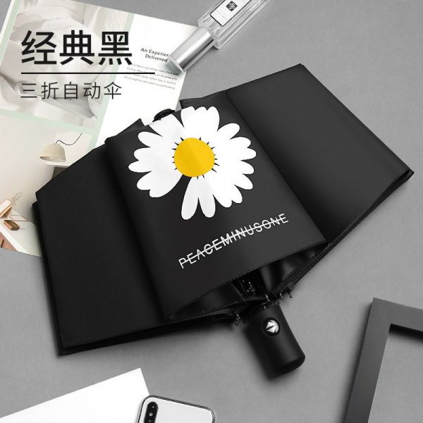 Hot Sale 3 Folding Automatic Flower Multi color UV Block Windproof Fashion Umbrella