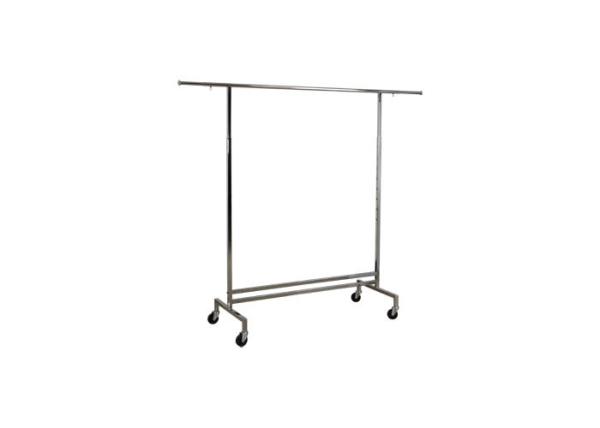 Chrome Metal Clothing Rack On Wheels / Extendable Rods Portable Metal Clothes Rack