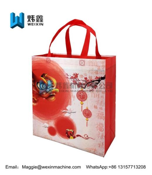 Red series 100gsm  2018 latest fashion pp non woven shopping bag with red handle