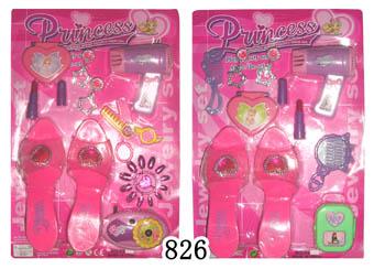 Popular plastic beauty set with hairdryer,shoes,lipstick,mirror,camera