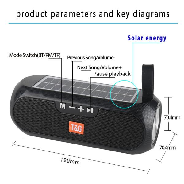 Solar Plate Wireless Portable Speaker Waterproof Boombox Stereo Music Box