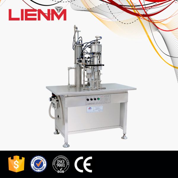 Aerosol filling, sealing, inflating machine, semi automatic, 3 in 1