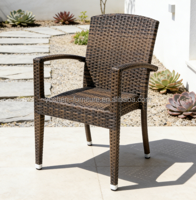 Waterproof UV Resist Aluminum Beach Chairs Wholesale Stackable  Deck Chair Wicker Plastic Ratan Chair
