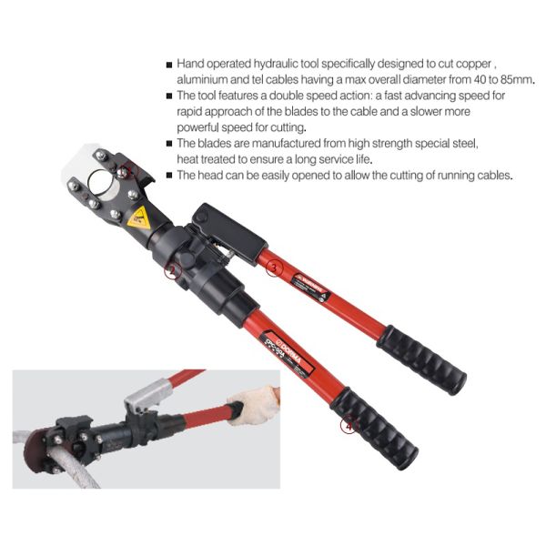 7T Manual Hydraulic Cable Cutter with Max 50m ACSR Conductor Cutting Capacity