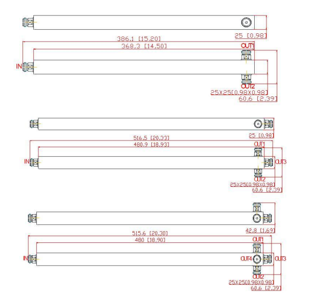 300-1000 МГц N Женский разделитель питания