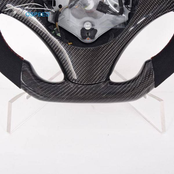 White Stitching Alcantar BMW Carbon Fiber Car Steering Wheel Leather Toray Twill