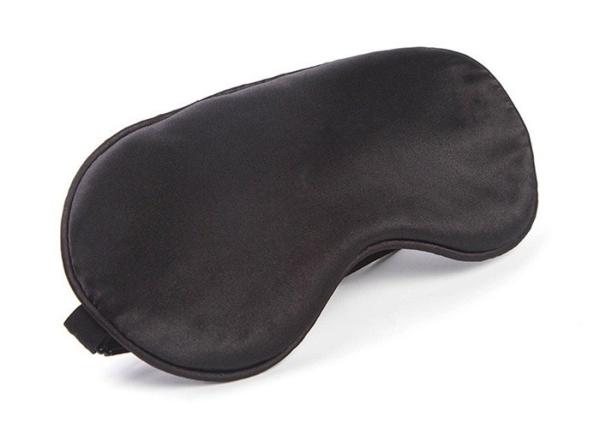 Custom Printed Black Silk Eye Mask , Floss Blackout Eye Mask For Sleeping