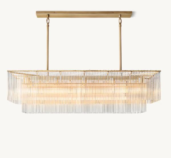 Amadeo Rectangular Modern Glass Chandelier con cableado 110-240V