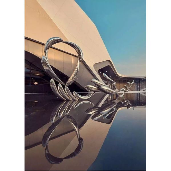 Steel 316 Metal Water Fountain Sculpture Mirror Large Abstract Metal Sculpture