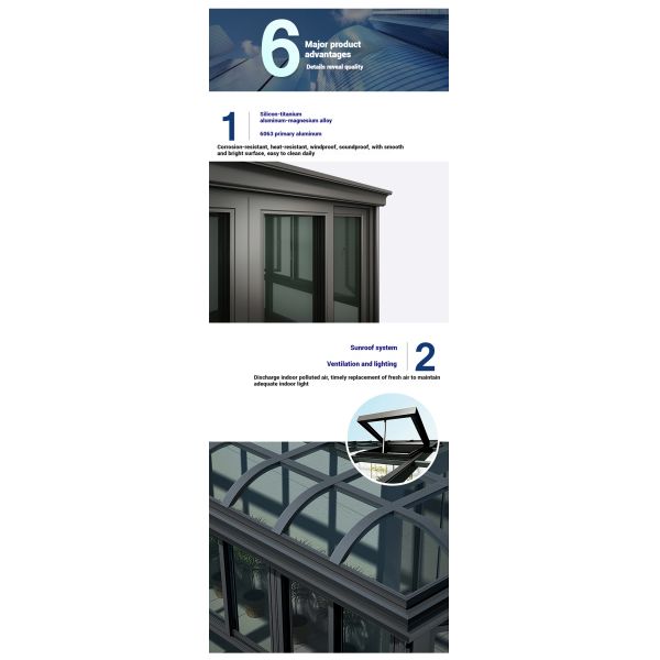 Customized Modern Glass Prefab Patio Aluminium Solarium Free Standing Sunroom for Four Seasons for Villa Residential Outdoor Use