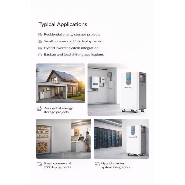 15kWh 51.2V LiFePO4 Vertical Energy Storage Battery Pack with BMS for ESS Projects Inverter Compatible