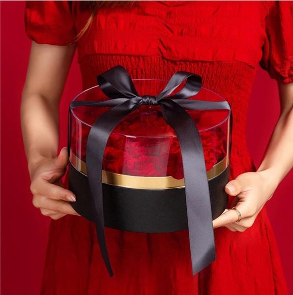 Valentine's Day Customized Rose Box with Logo and Ribbon Printing in Different Shapes