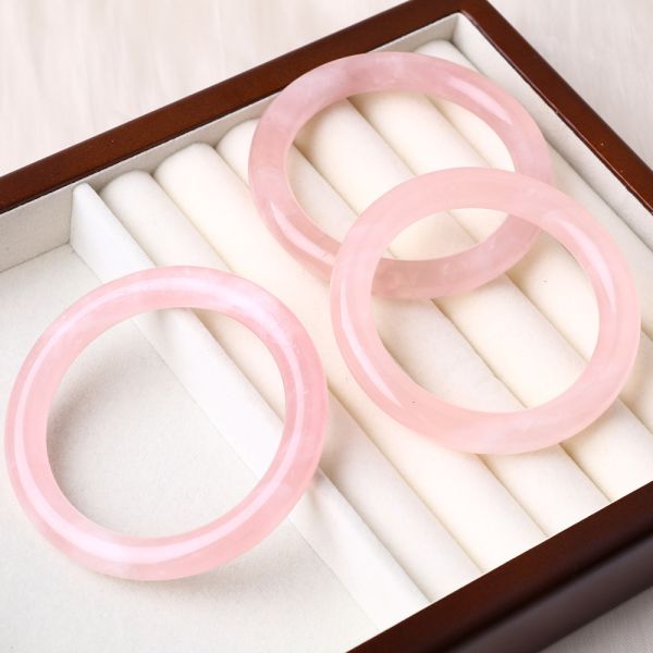 Pierre naturelle cristalline polie rose rose quartz bracelet bijoux de cristal pour cadeau d'anniversaire