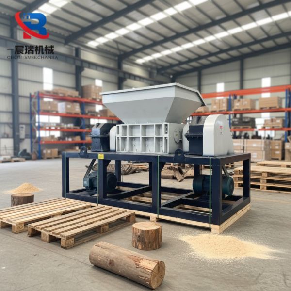 Double Shaft Shredder for Wood Pallet Timber Log Wood Waste Recycling
