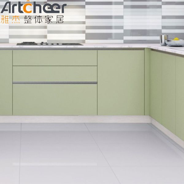 Directamente en forma de U gabinete de cocina con carcasa de madera contrachapada y laca panel de la puerta tratamiento de superficie