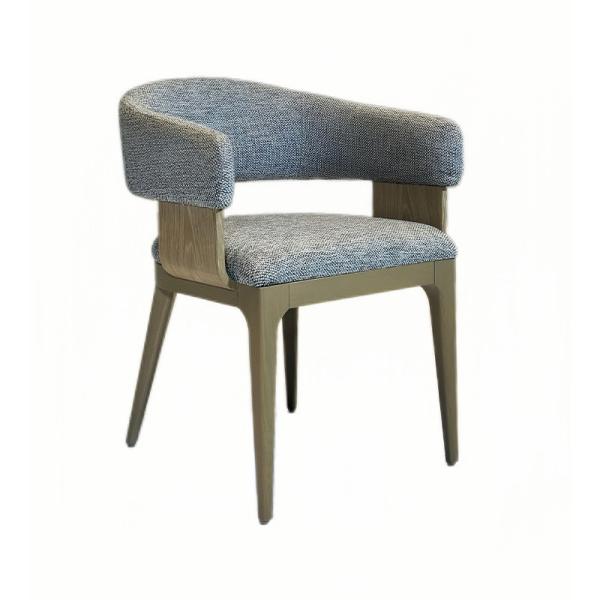 Customized Grey Fabric Armchair Upholstery Dining Chairs Solid Wood For Restaurant