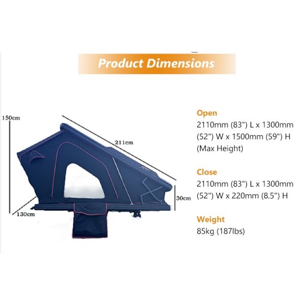 Beach Vacation Design Aluminium Slimline Rooftop Tent with Low Profile 160 Size Made