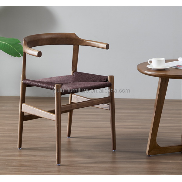 Modern Wooden Dining Chair with Wishbone Design and Antique Rope Seat