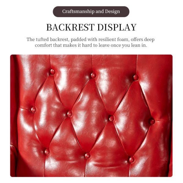 Nidea #869 Luxury American Chair Vintage Genuine Leather Chesterfield Back Armchair Tufted Buttons Rolled Arm High Back Sofa Chair