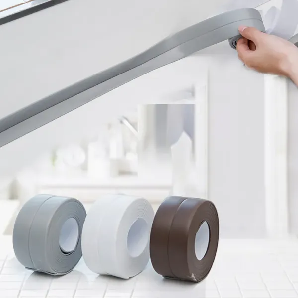 Kitchen & Bathroom Shower Floor and Wall Sealing Strip Self-Adhesive Waterproof PVC & Rubber Seal Tape