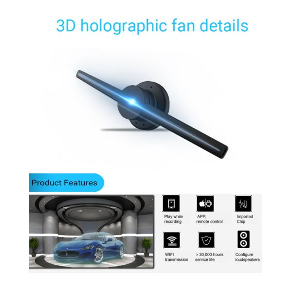 45cm LED 3D Holographic Projector Advertising LED Hologram Fan Display